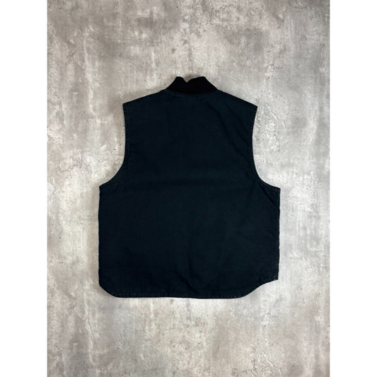 Vintage Carhartt Insulated Canvas Workwear Full Zip Vest Size Large Black