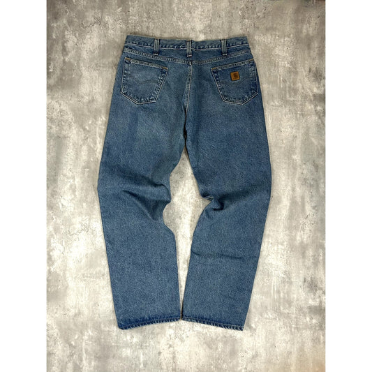 Carhartt Relaxed Fit Medium Wash Denim Workwear Pants Size 40