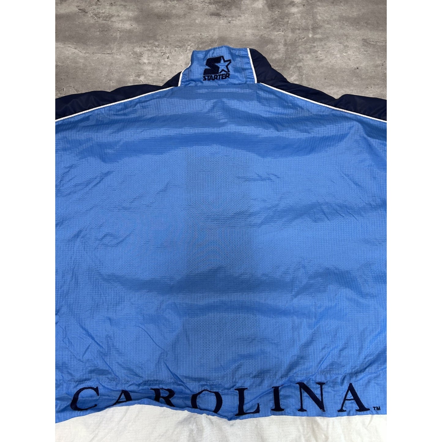 Vintage 90s UNC Tarheels NCAA Embroidered Starter Nylon Windbreaker Jacket Sz XL