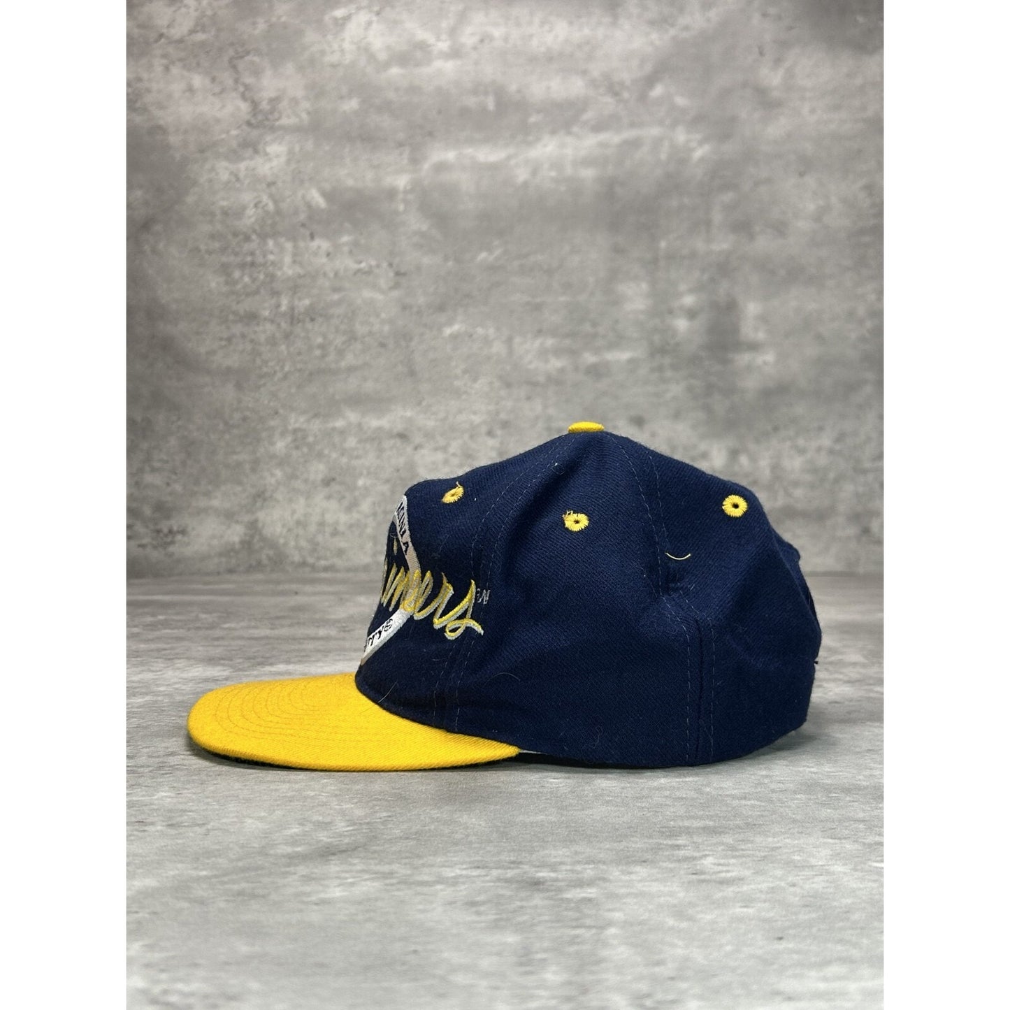 VTG 90s West Virginia Mountaineers NCAA Collegiate Spellout Snapback Hat OSFA