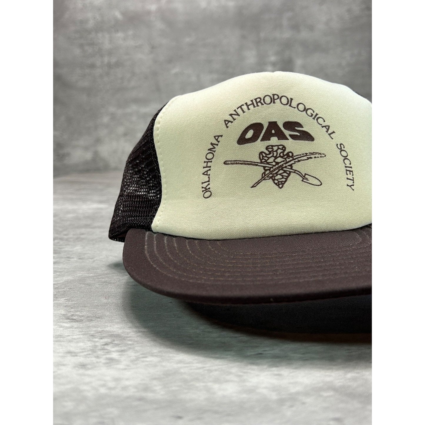 Vintage 80s Oklahoma Anthroplogical Society Spellout Trucker Snapback Hat OSFA