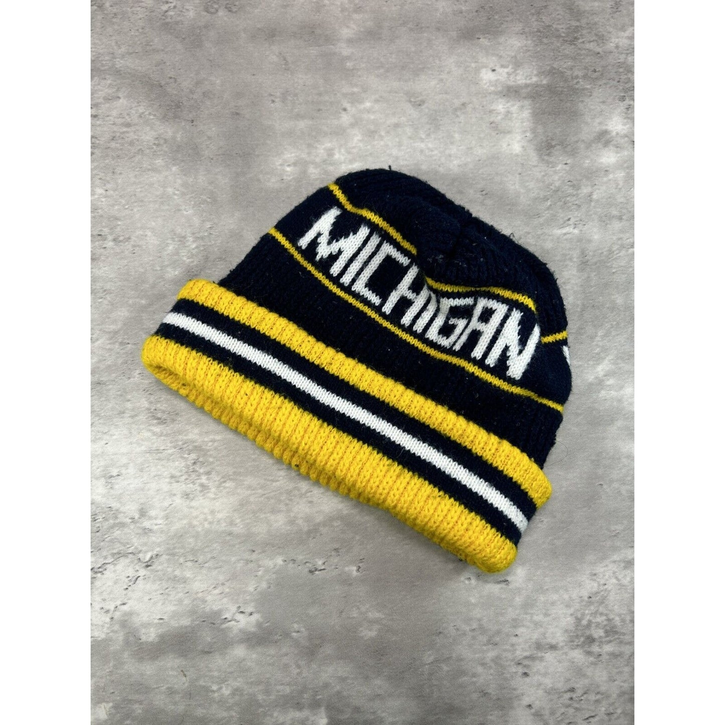 Vintage 90s Michigan Wolverines NCAA Collegiate Spell Out Beanie Hat OSFA