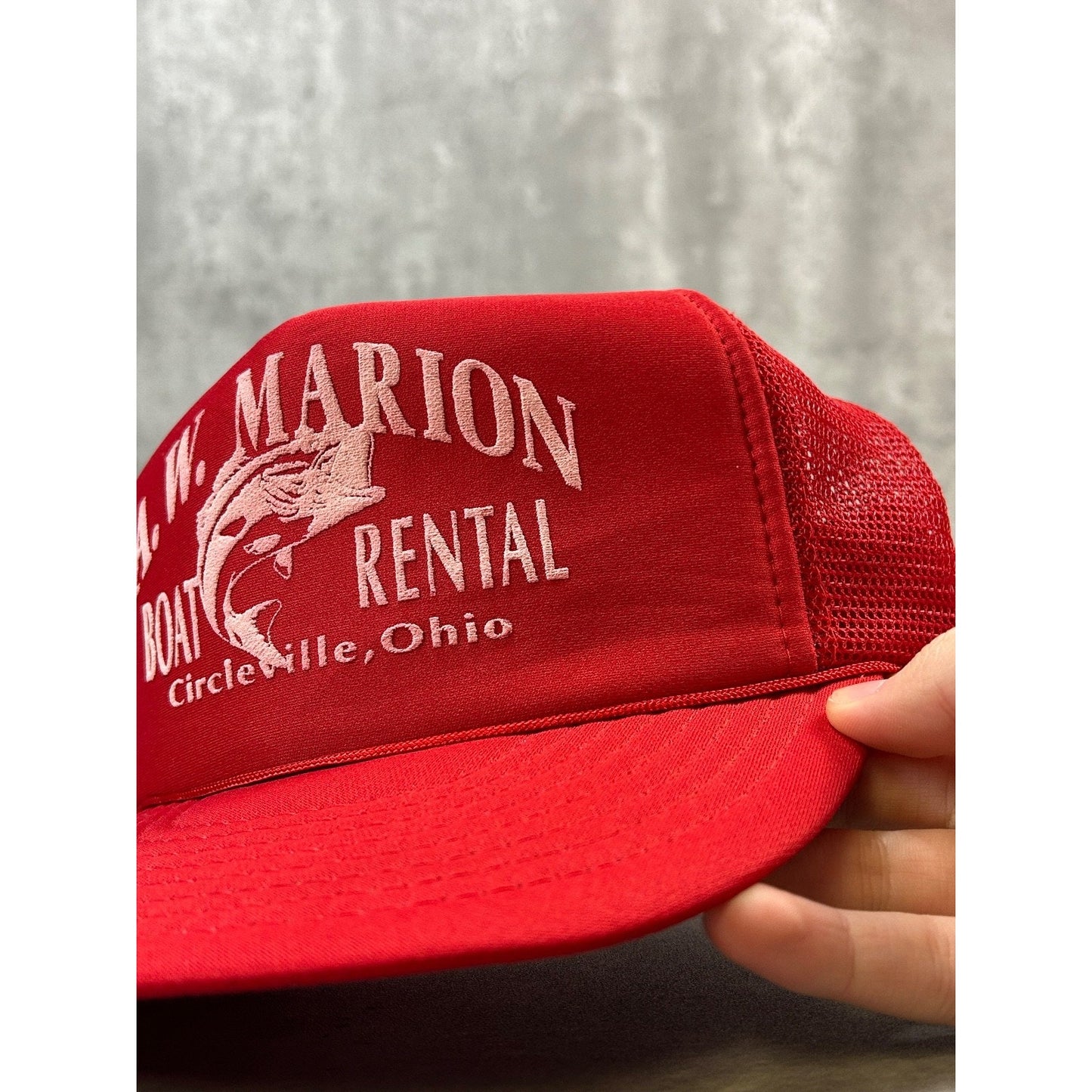Vintage 90s A.W. Marion Boat Rentals Graphic Trucker Snapback Hat OSFA