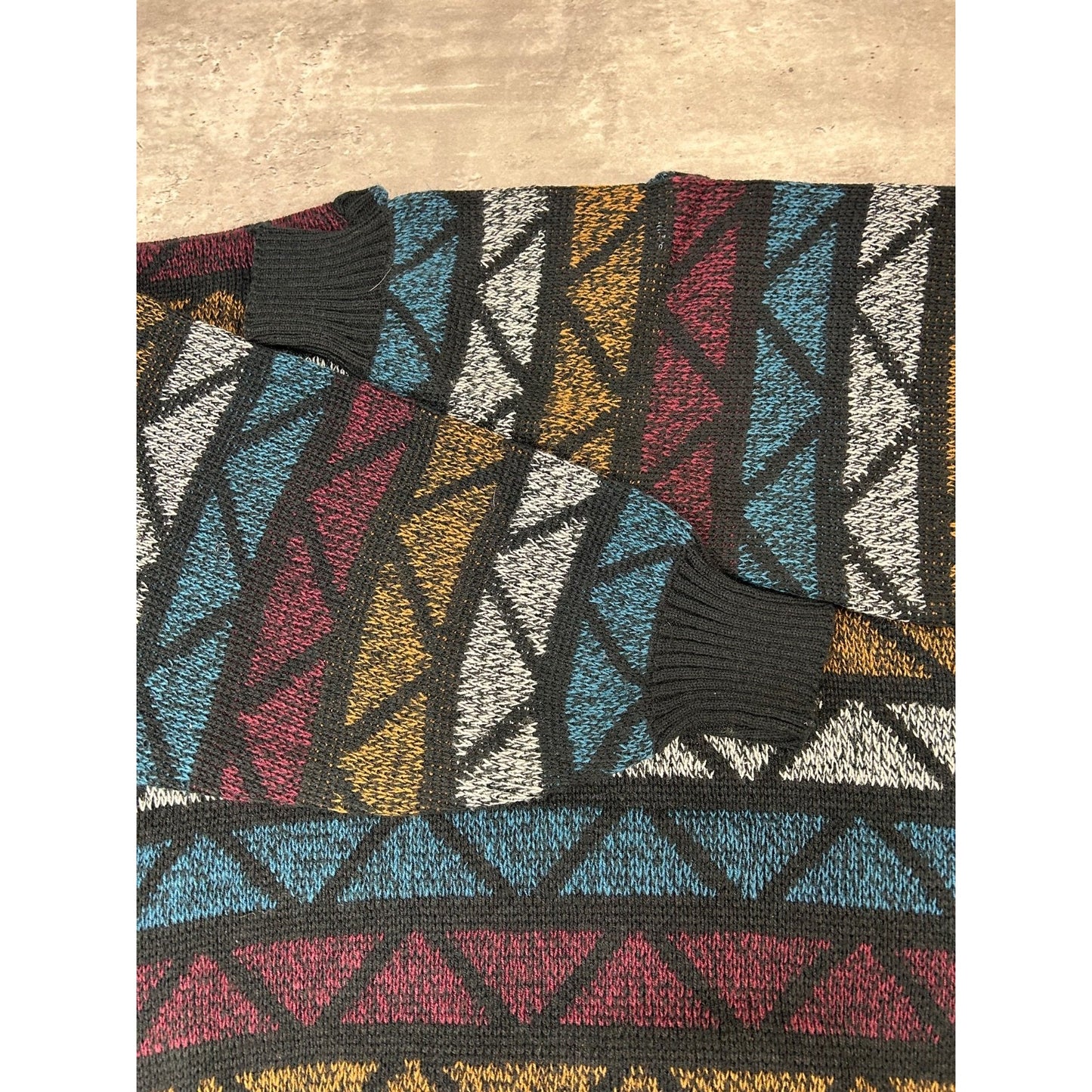 Vintage 90s Michael Gerard Diamond Striped Knit Sweater Size Large