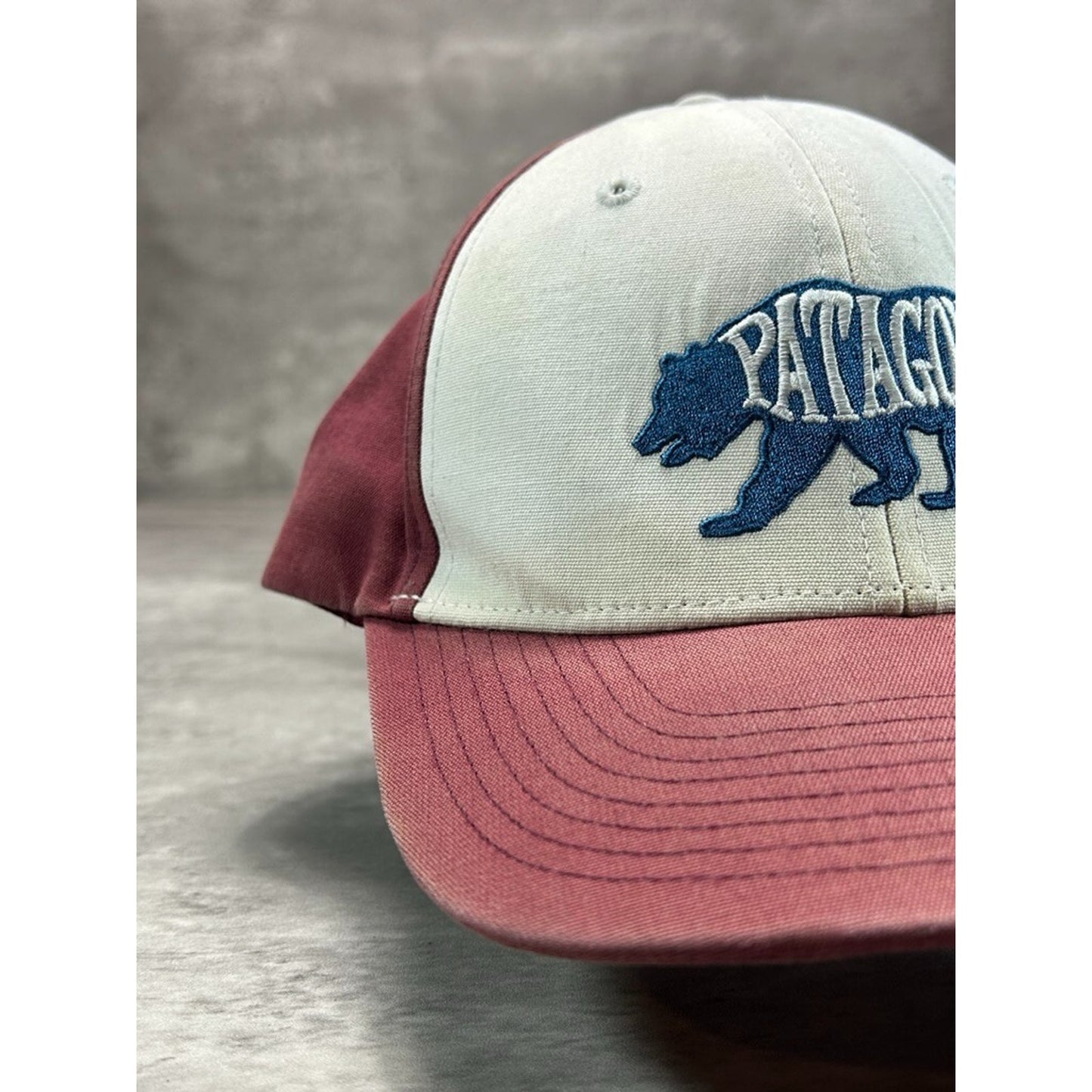 Patagonia Embroidered Bear Spellout Trucker Snapback Hat OSFA