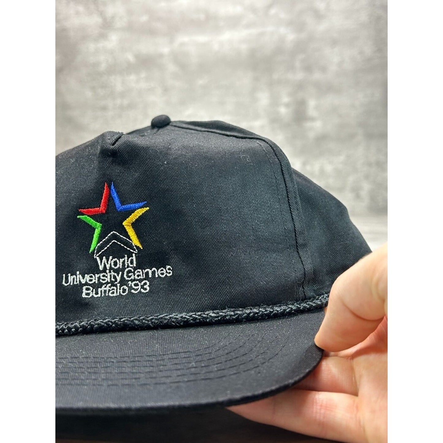 Vintage 1993 Worlds University Games Embroidered Spellout Snapback Hat OSFA