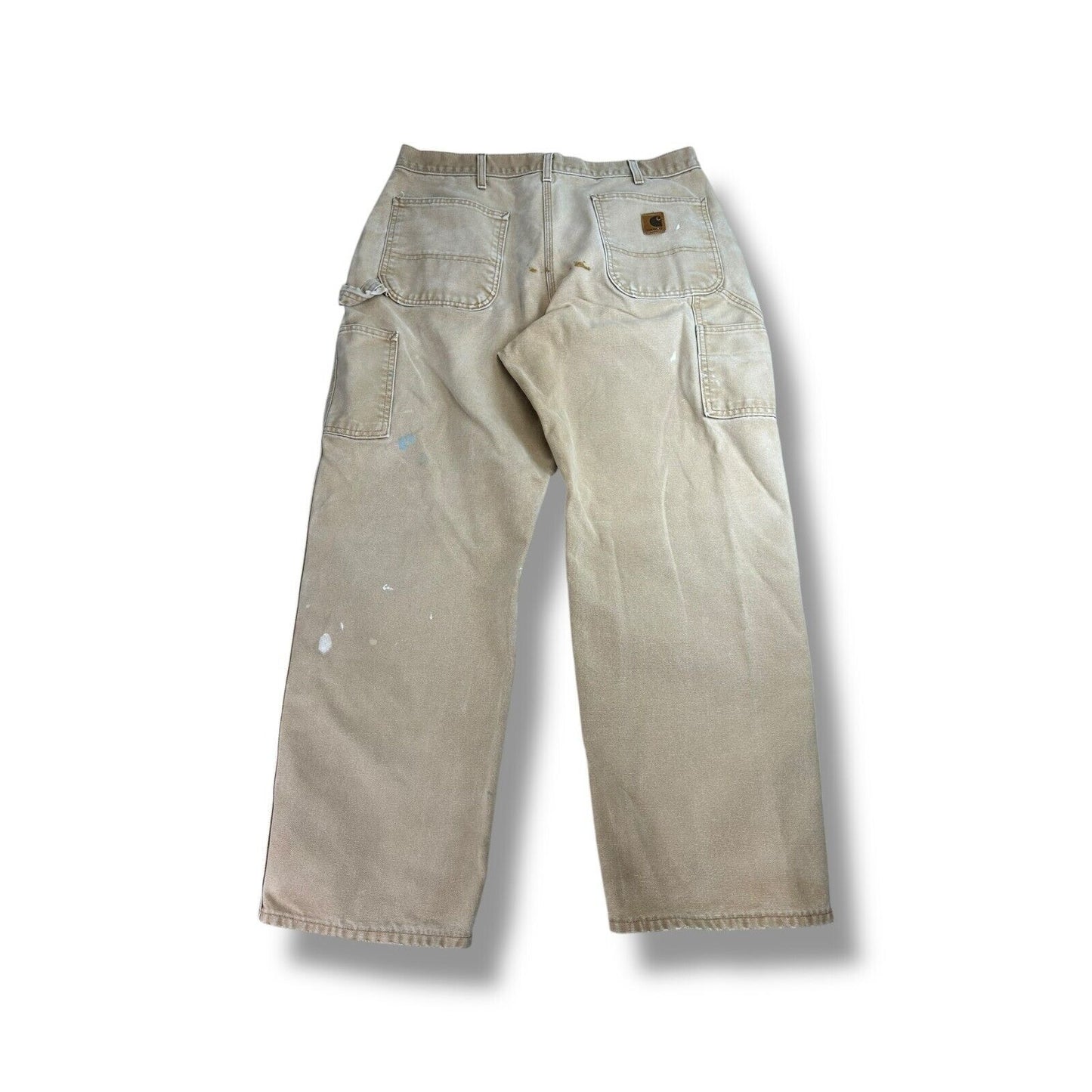 Vintage Carhartt Dungaree Fit Canvas Workwear Carpenter Pants Size 35 Beige