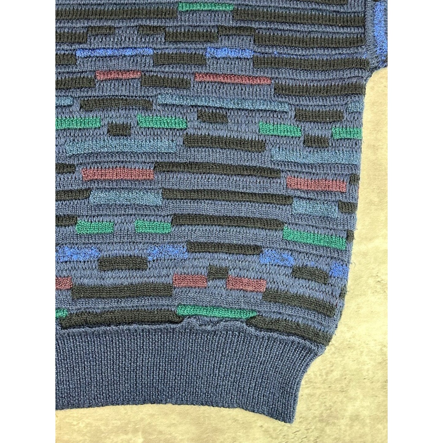 Vintage 90s Brian MacNeil 3D Striped Pullover Ribbed Knit Sweater Size Medium