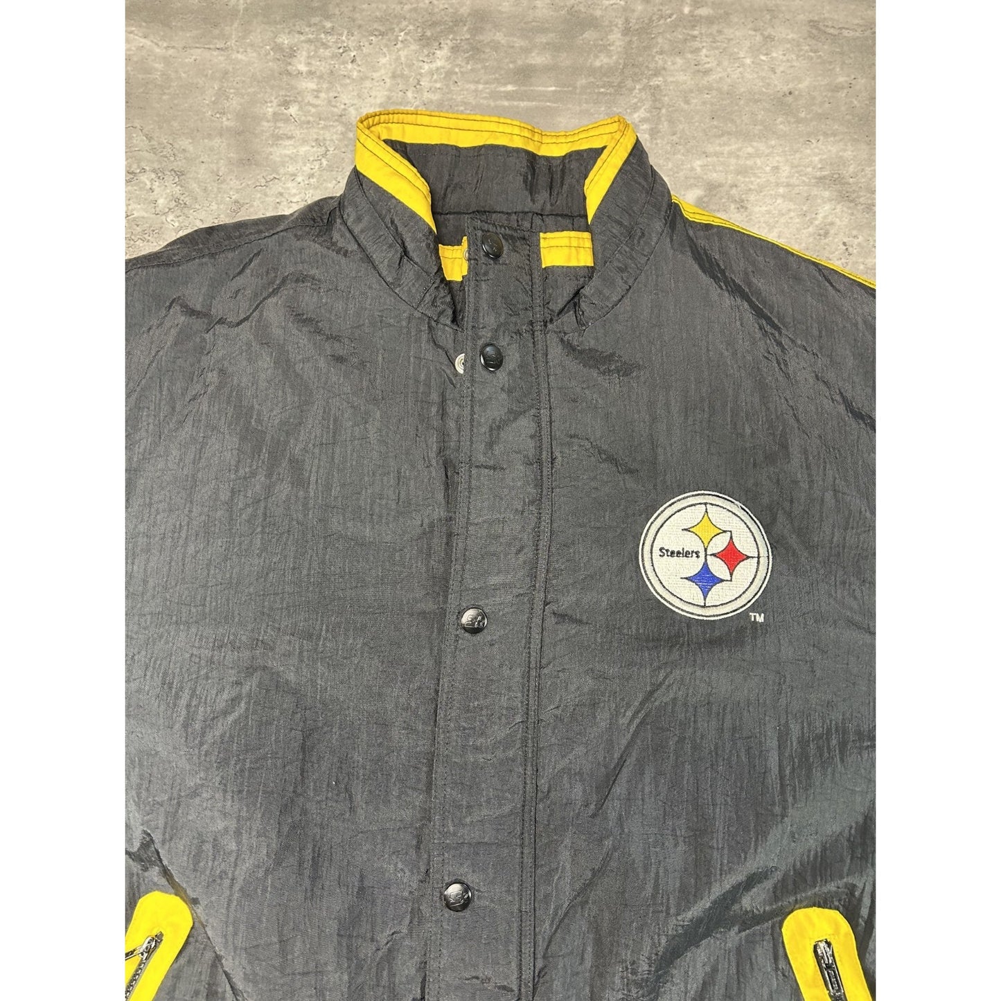 Vintage 90s Pittsburgh Steelers NFL Insulated Starter Split Back Jacket Size XL
