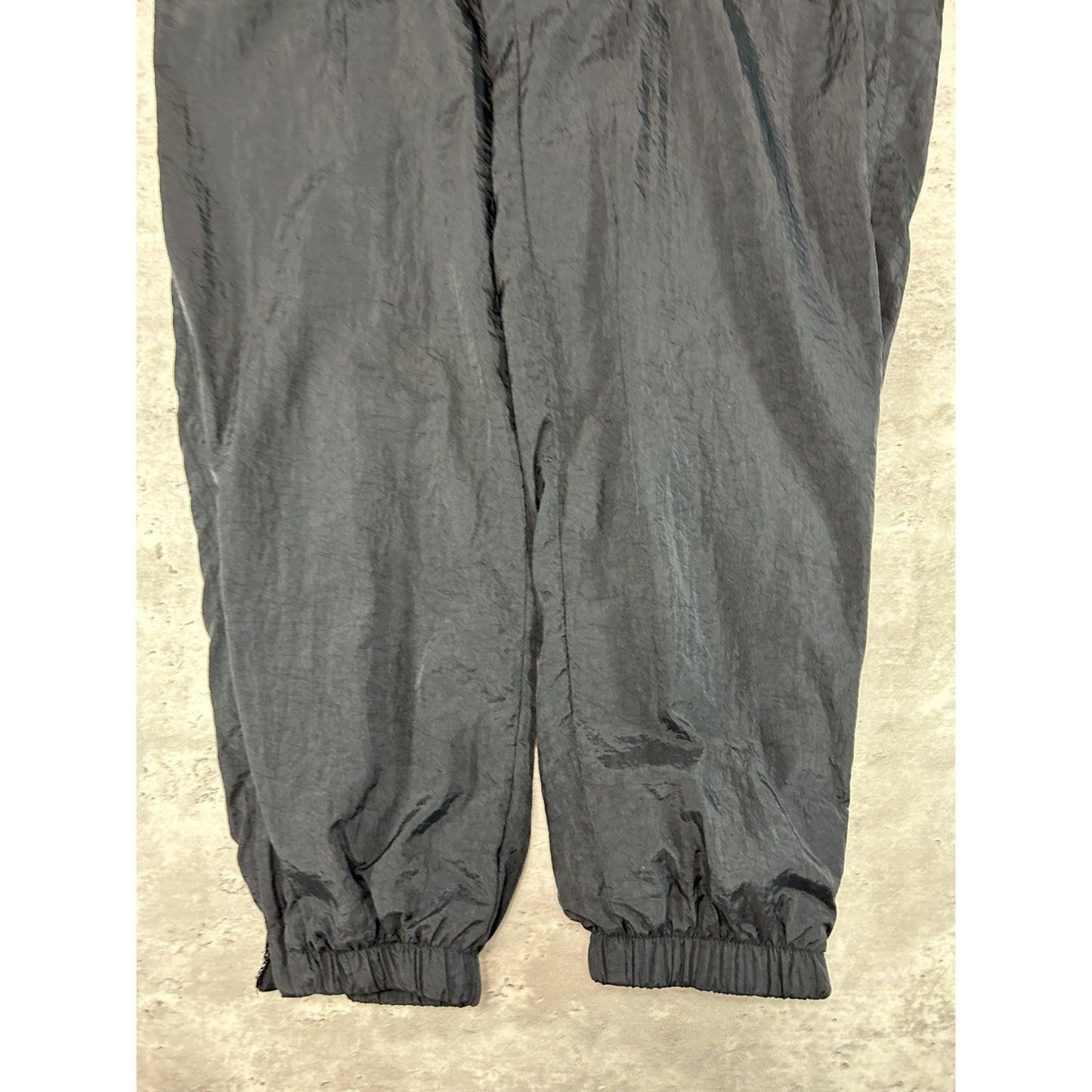 Vintage 90s Nike Tonal Embroidered Swoosh Nylon Track Pants Size Medium Black