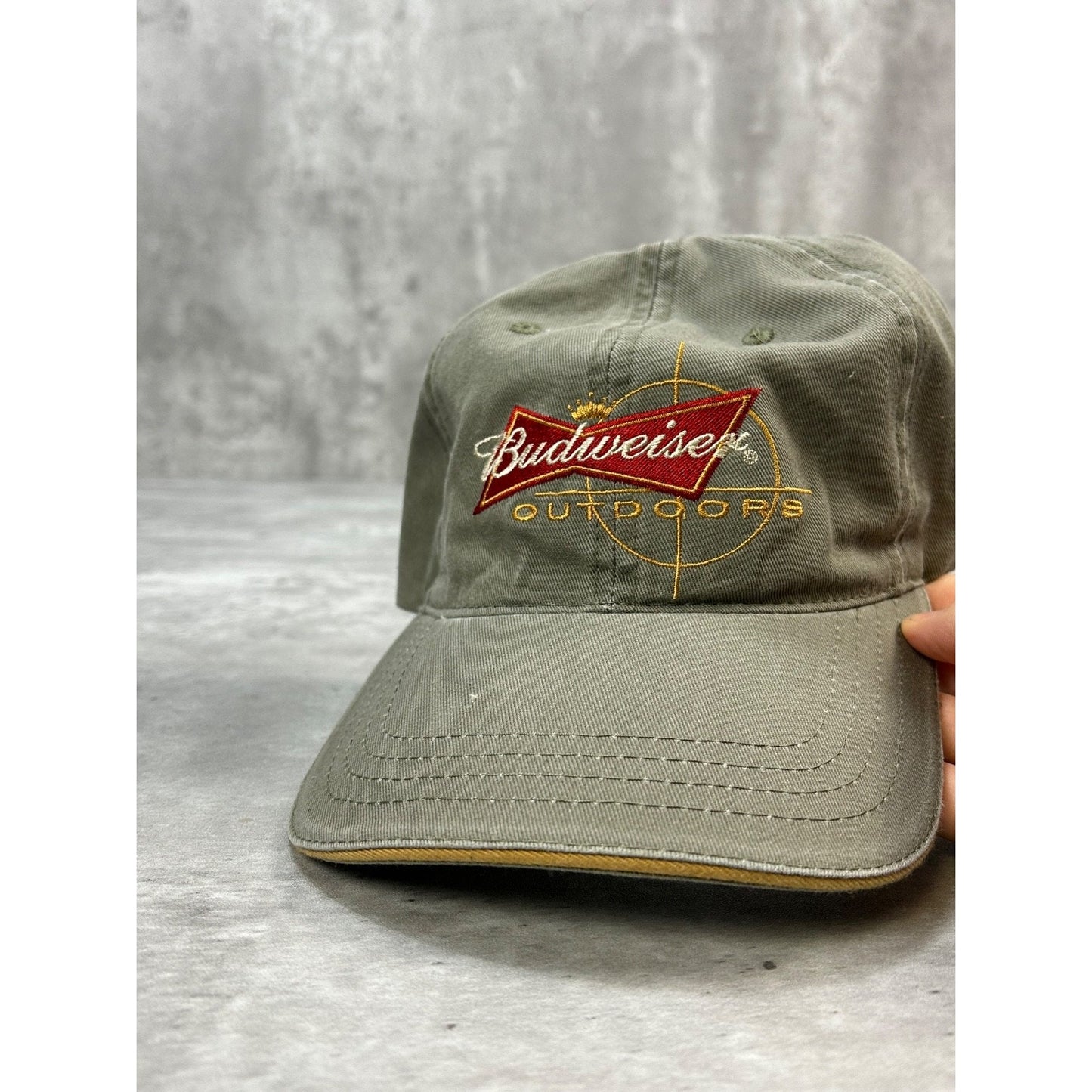 Vintage Budweiser Outdoors Embroidered Logo Beer Promo Strapback Hat OSFA