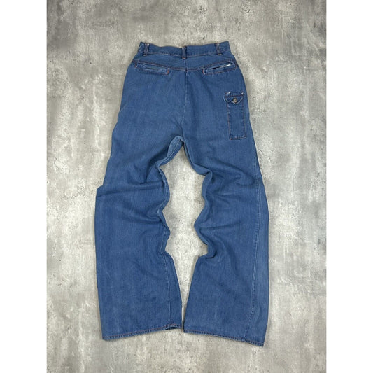 Vintage 70s/80s Medium Wash Multi Pocket Flared Denim Pants Size 29 Blue