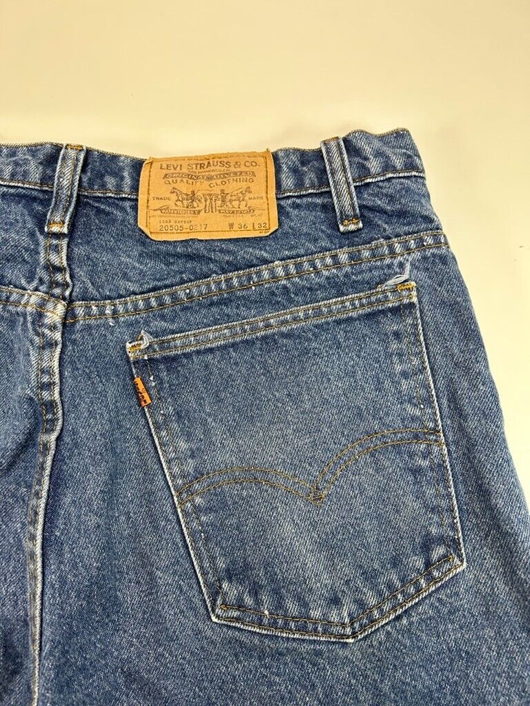 Vintage 90s Levis Orange Tab Dark Wash Denim Pants Size 34