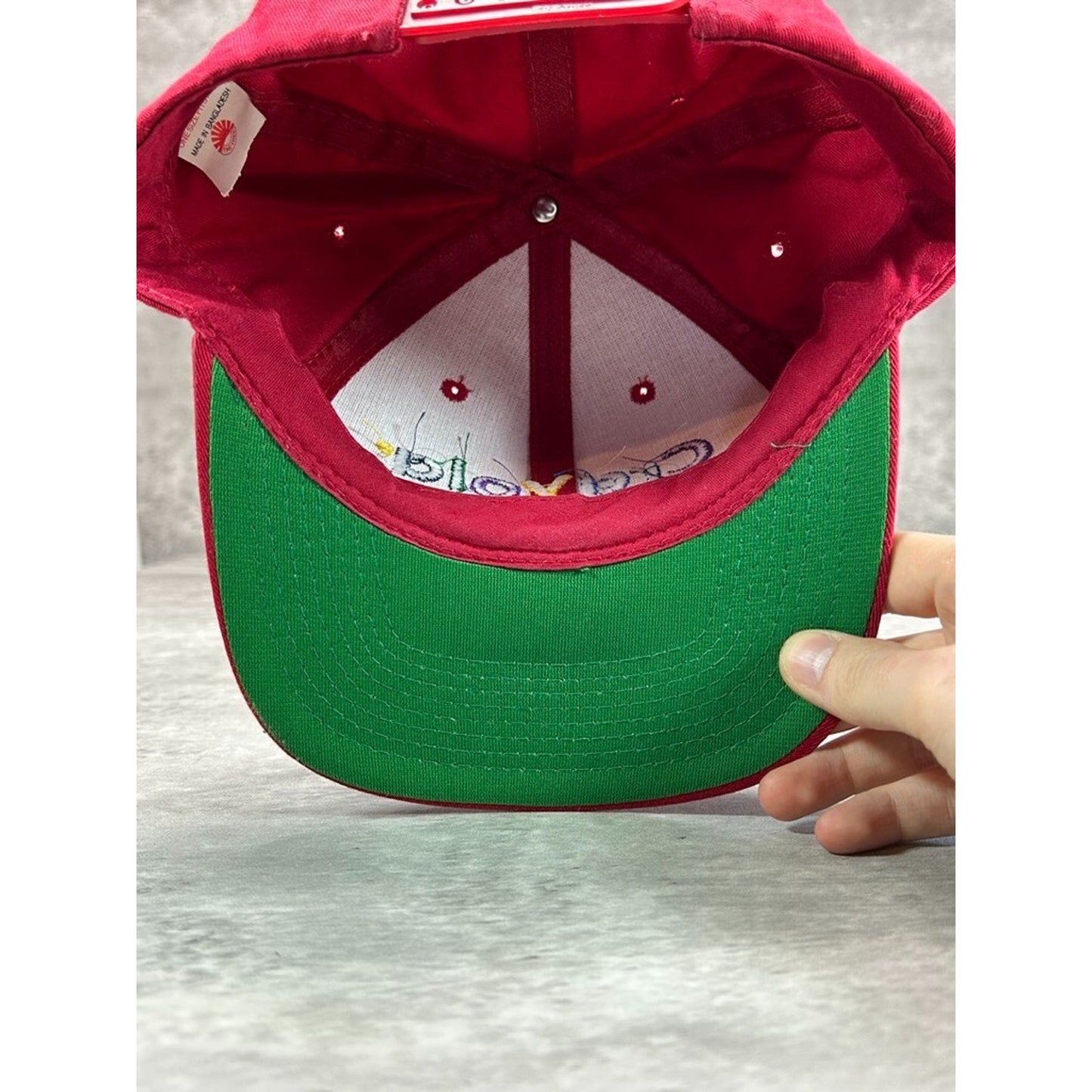 Vintage 90s Crayola Embroidered Spellout Snapback Hat OSFA Red