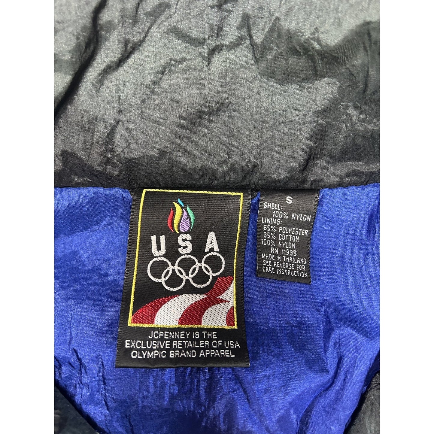 Vintage 90s USA Olympics Embroidered Logo Full Zip Windbreaker Jacket Size Small