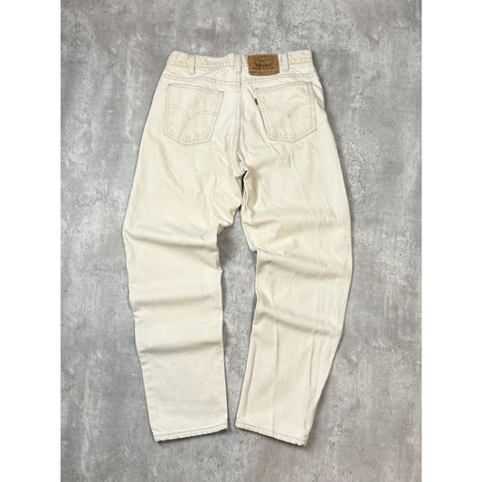 Vintage 80s Levis 550 Orange Tab Relaxed Fit White Denim Pants Size 32