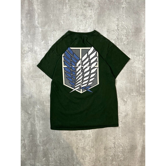 Attack On Titan Survey Corps Anime Promo Graphic T-Shirt Size Medium Green