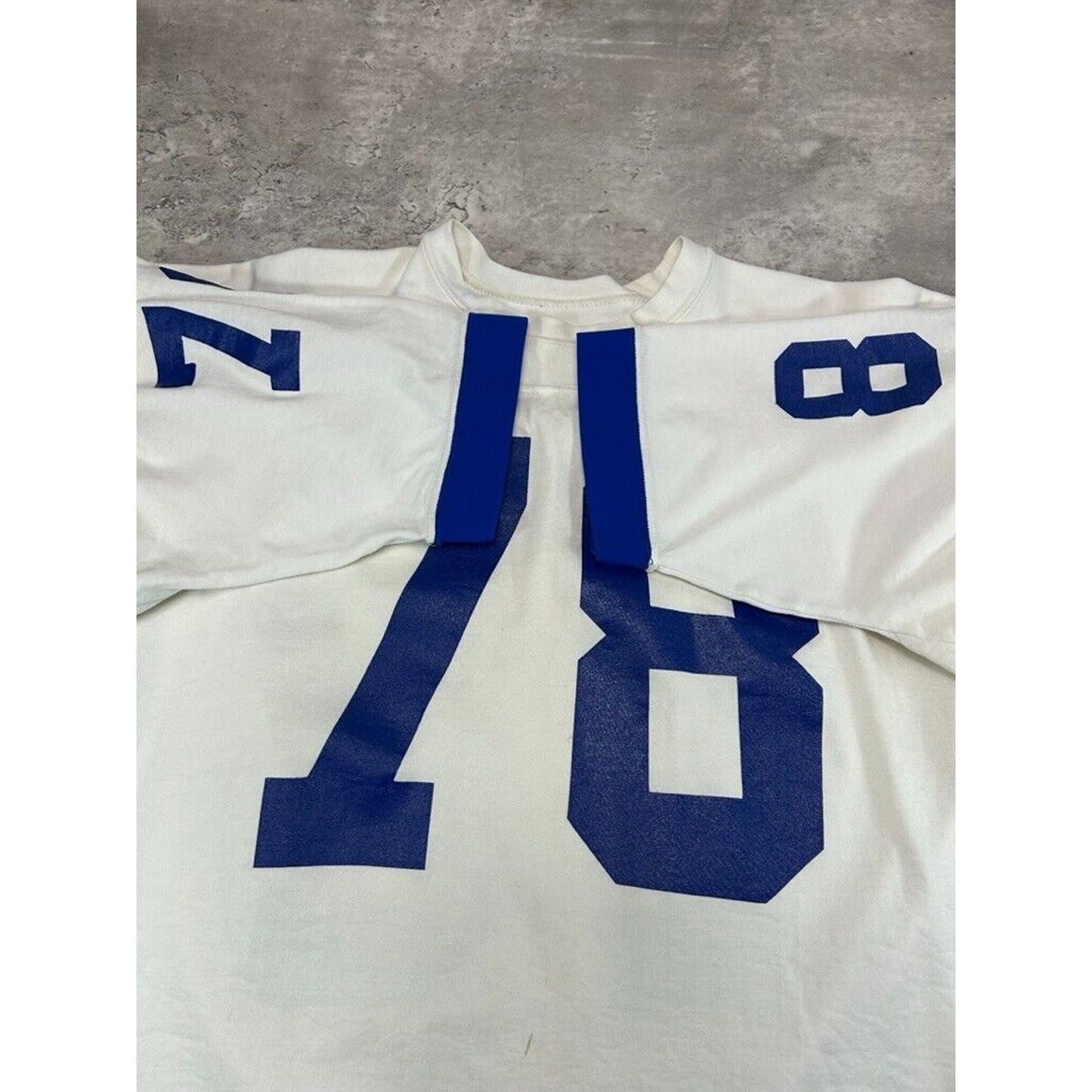 Vintage 1950s/1960s #78 Two Tone Football Jersey T-Shirt Size XL White/Blue