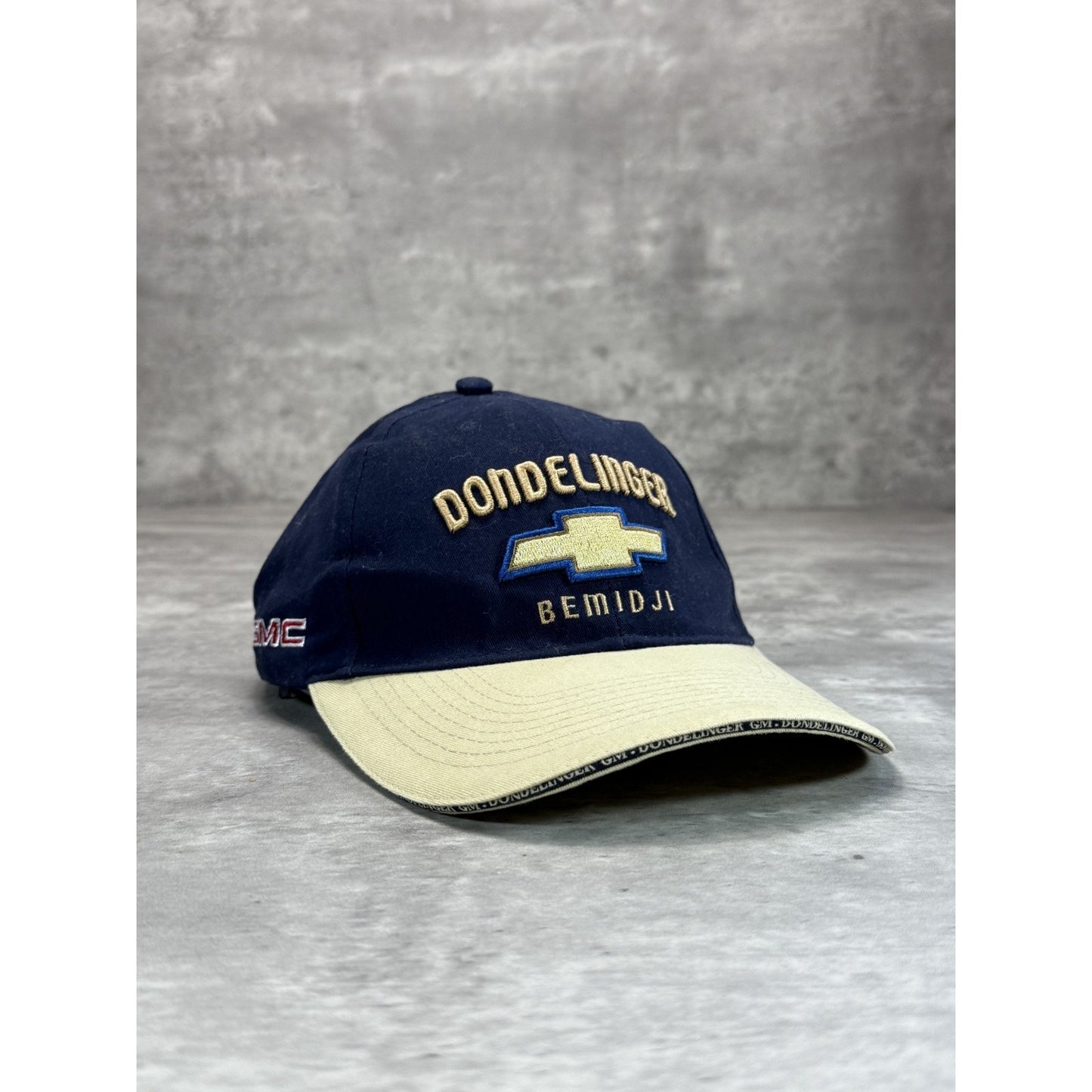 Vintage Chevrolet Dondelinger Embroidered Logo Two Tone Strapback Hat OSFA