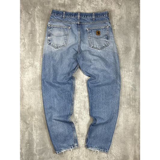 Vintage Carhartt Light Wash Denim Workwear Pants Size 35 Blue B17DST