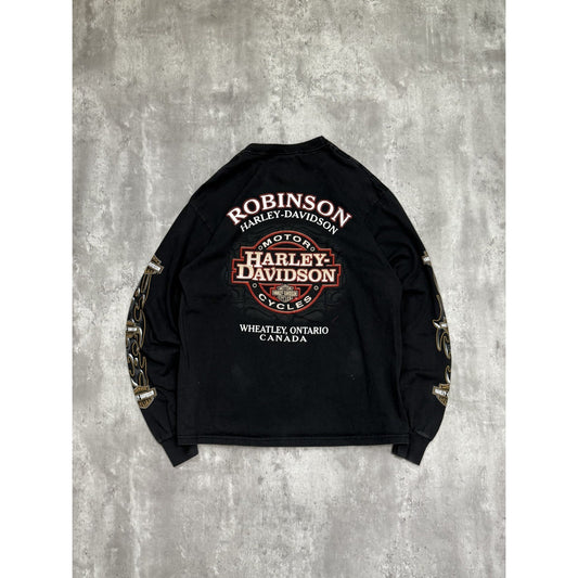 Vintage Harley Davidson Classic Logo Sleeve Print Long Sleeve T-Shirt Size Large