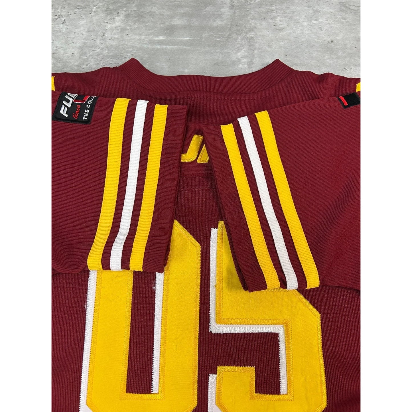 Vintage Y2K Fubu #05 Stitched Football Jersey Size XL Maroon / Yellow