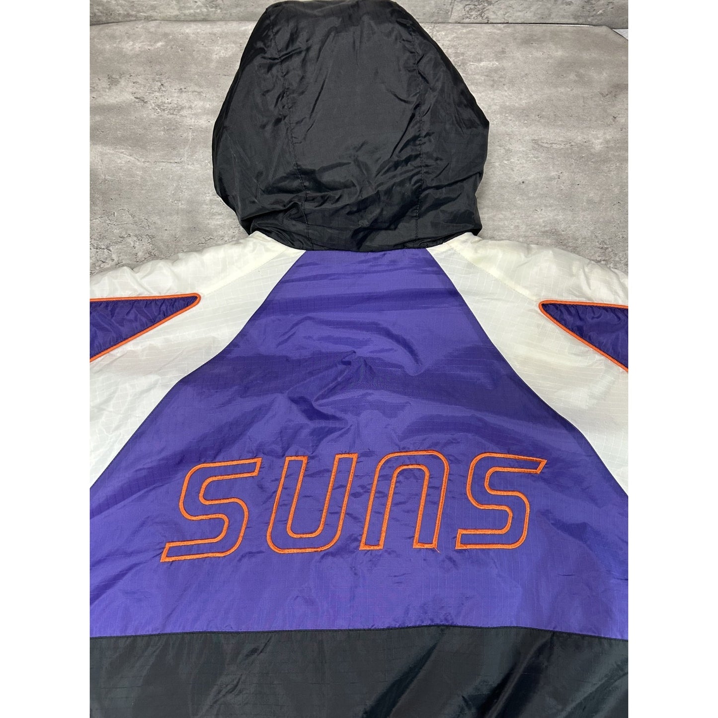Vintage 90s Phoenix Suns NBA Insulated Full Zip Hooded Nylon Jacket Size XL