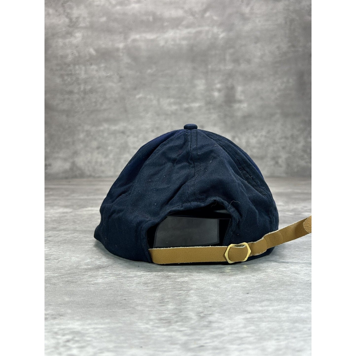 Vintage 90s Black Ice Beer Embroidered Spellout Strapback Hat OSFA Navy Blue