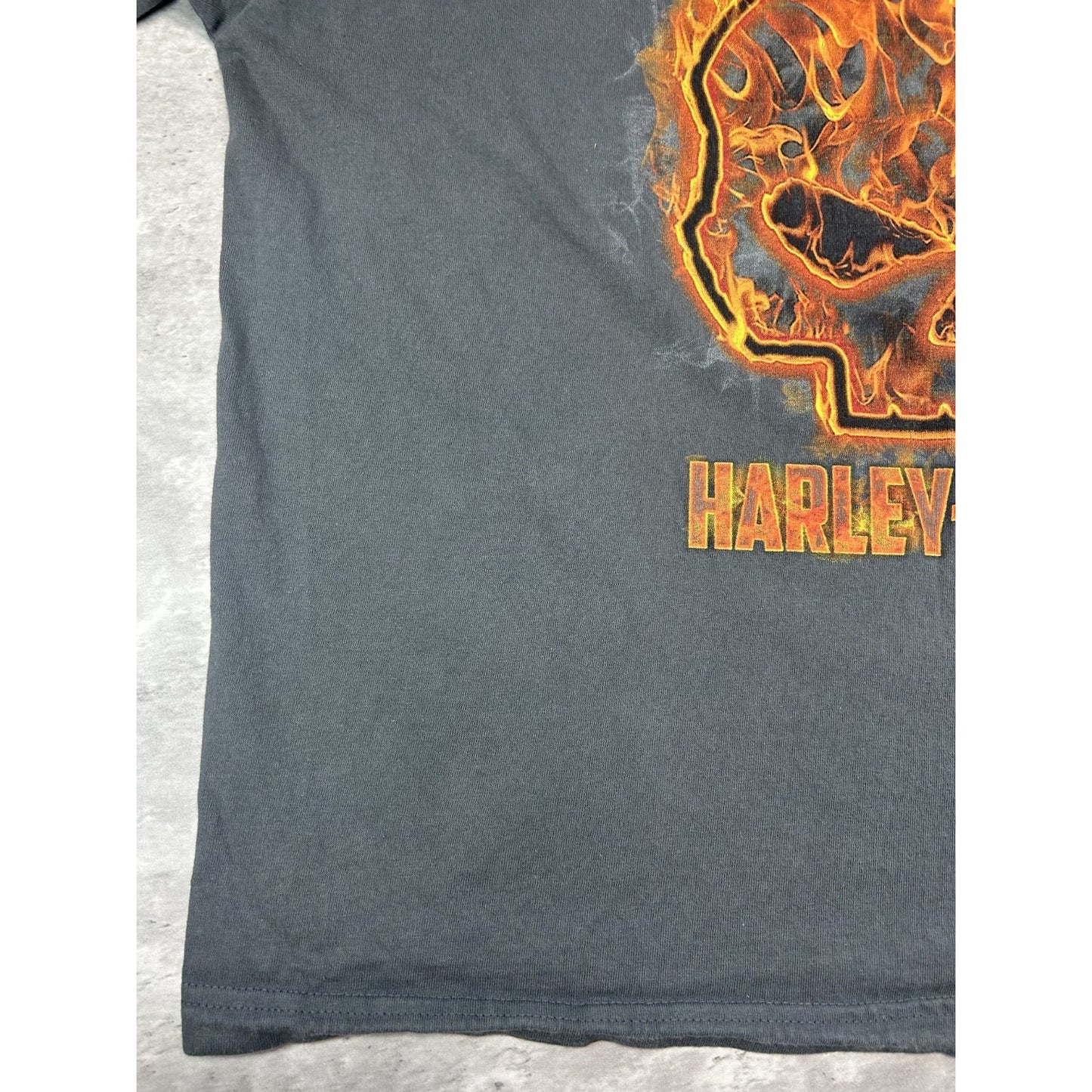 Harley Davidson Motorcycles Flaming Skull Spellout Graphic T-Shirt Size 2XL
