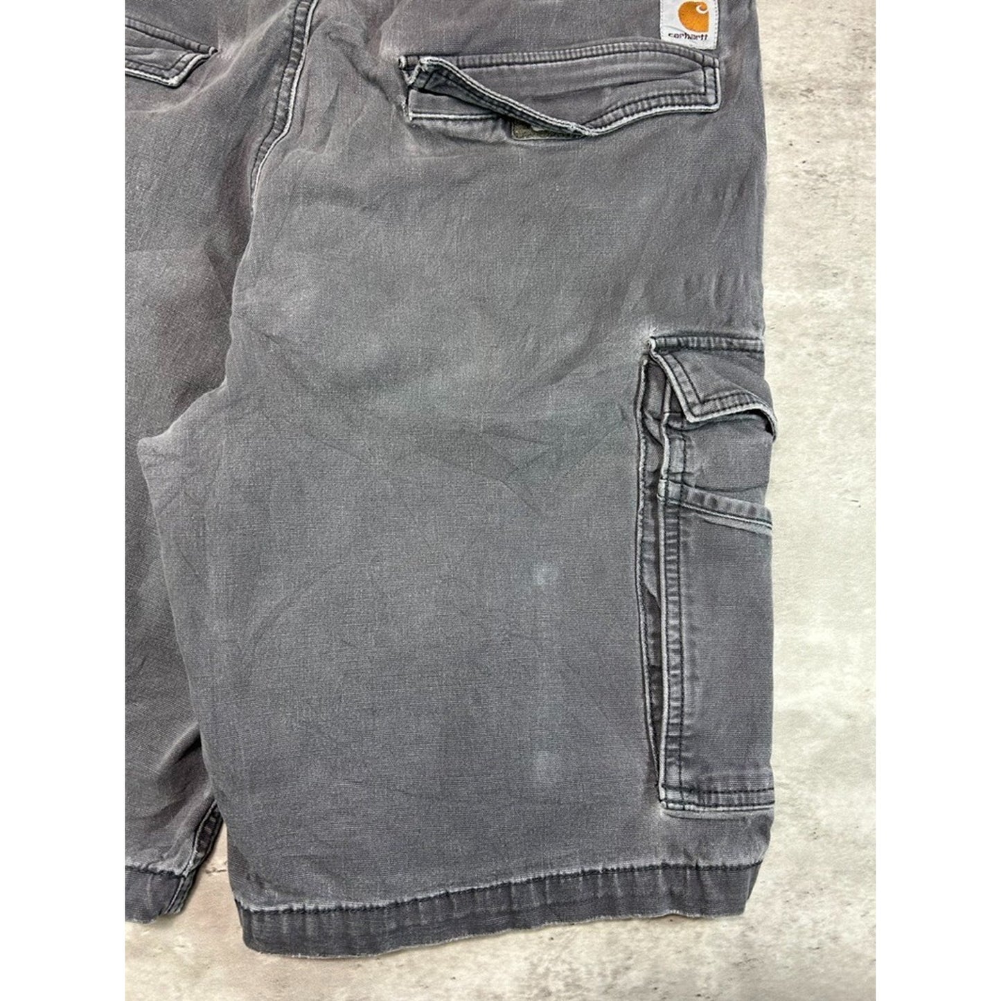 Carhartt Relaxed Fit Canvas Ripstop Workwear Cargo Shorts Size 37 Gray