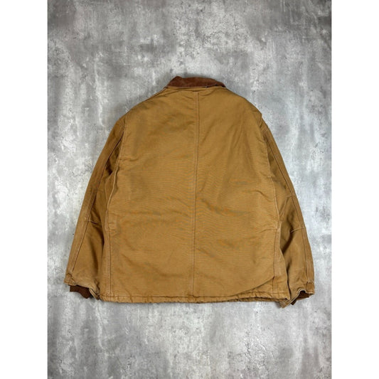 Vintage Carhartt Quilted Lined Canvas Workwear Arctic Jacket Size 48 Beige