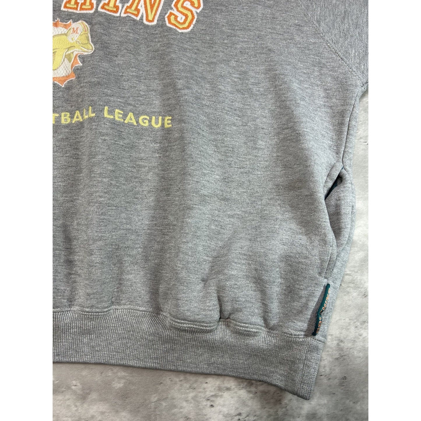 Vintage Miami Dolphins NFL Embroidered Spellout Hooded Sweatshirt Size Large