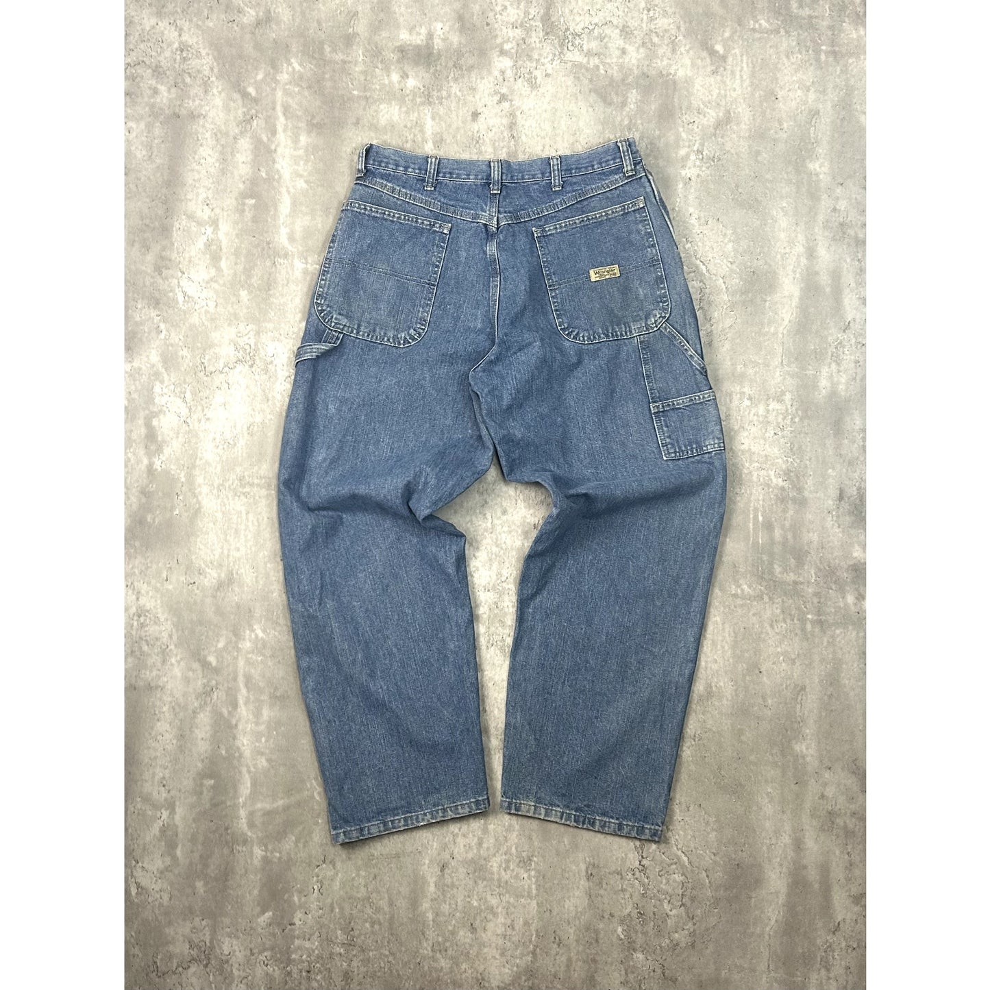 Vintage Wrangler Hero Medium Wash Denim Workwear Carpenter Pants Size 33