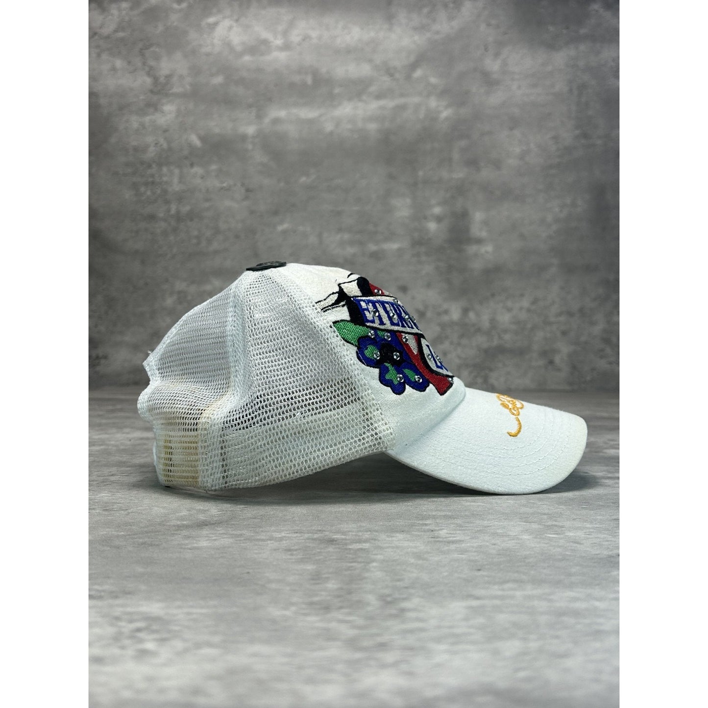 VTG Y2K Ed Hardy Eternal Love Bedazzled Embroidered Trucker Snapback Hat OSFA