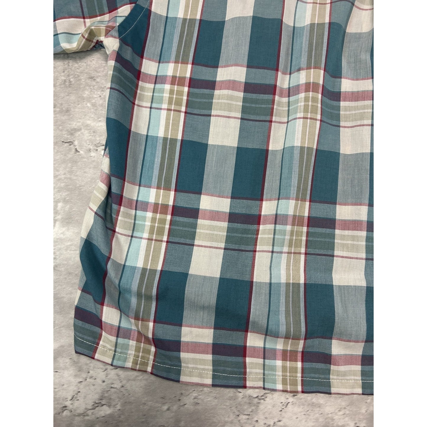 Vintage 80s London Fog Plaid Reworked Cropped Short Sleeve Button Up Shirt Sz L