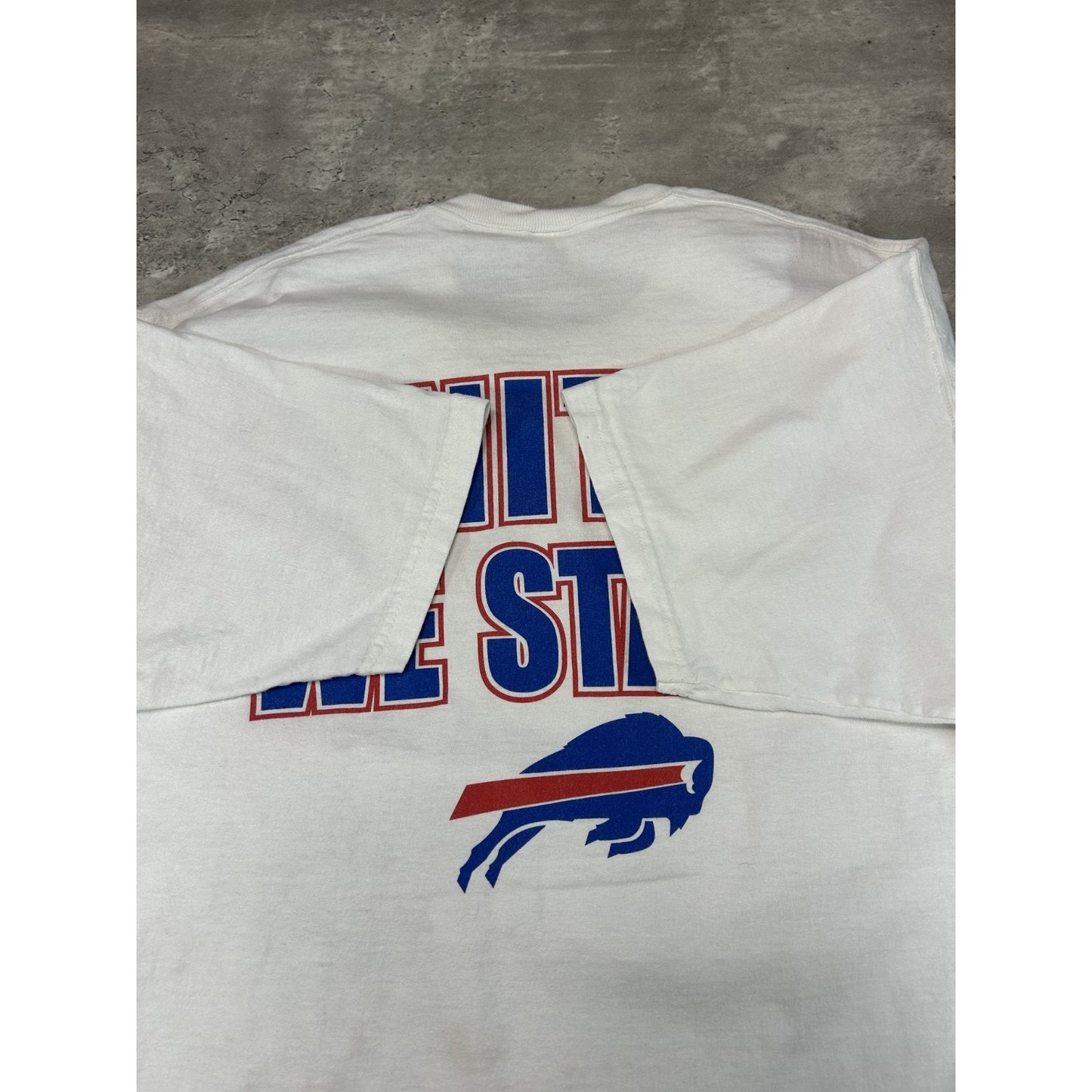 Vintage 90s Buffalo Bills NFL Open Up A Can Of Whoop Ass Cartoon T-Shirt Size XL