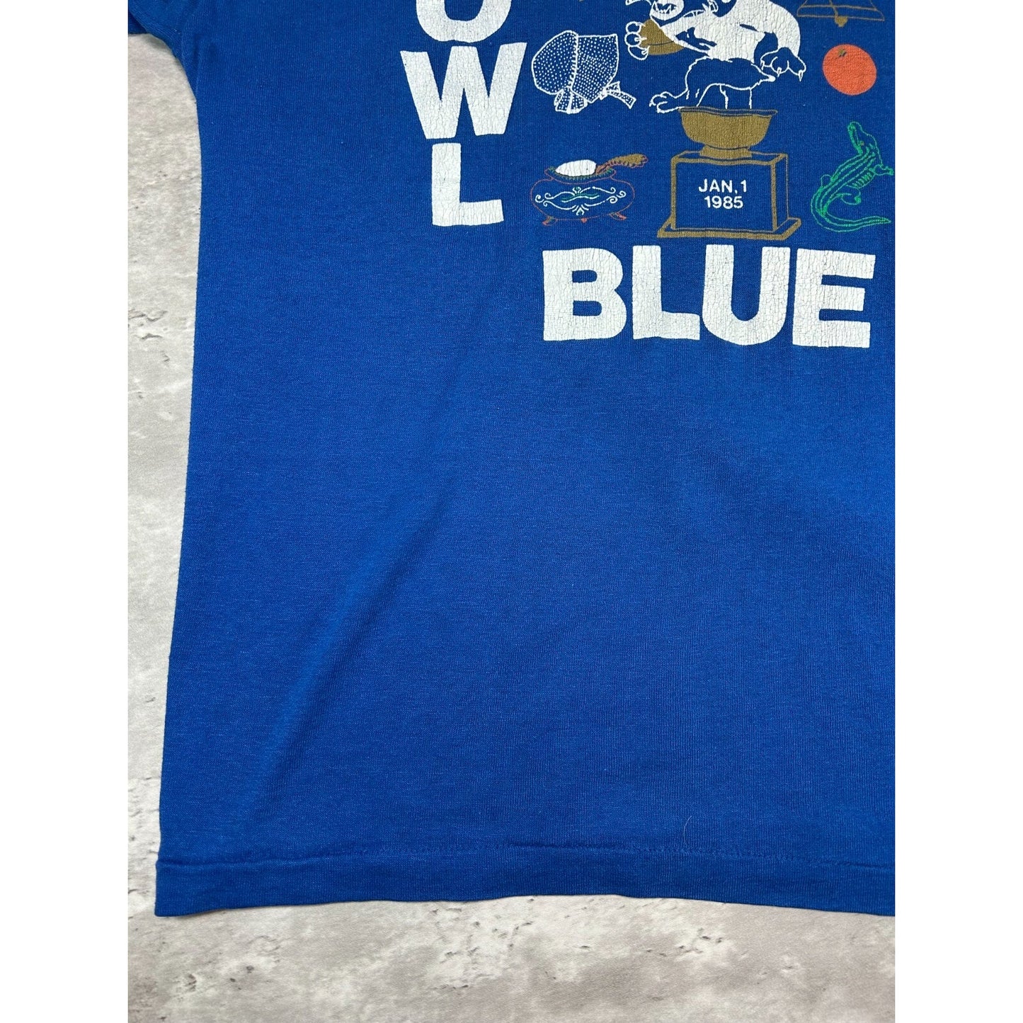 Vintage 1985 Kentucky Wildcats NCAA Bowl Bound Football T-Shirt Size Large Blue