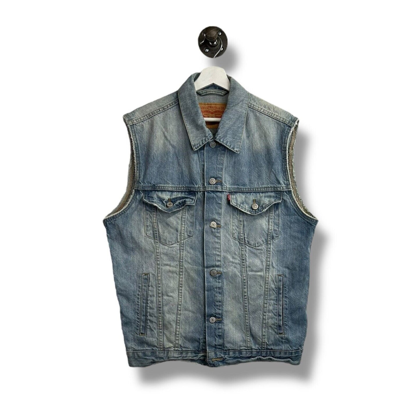 Levis Red Tab Light Wash Denim Vest Jacket Size XL BLue