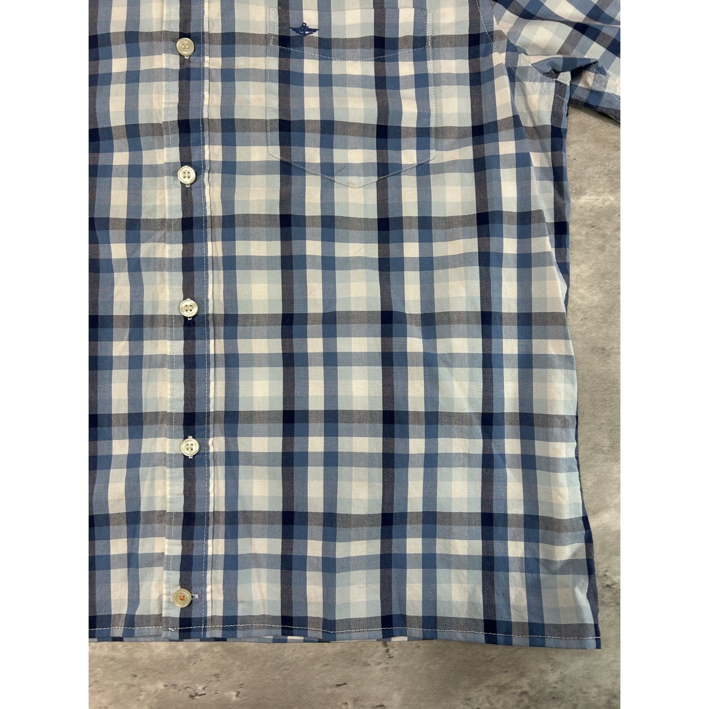 Dockers Plaid Print Short Sleeve Cropped Reworked Button Up Shirt Size Medium