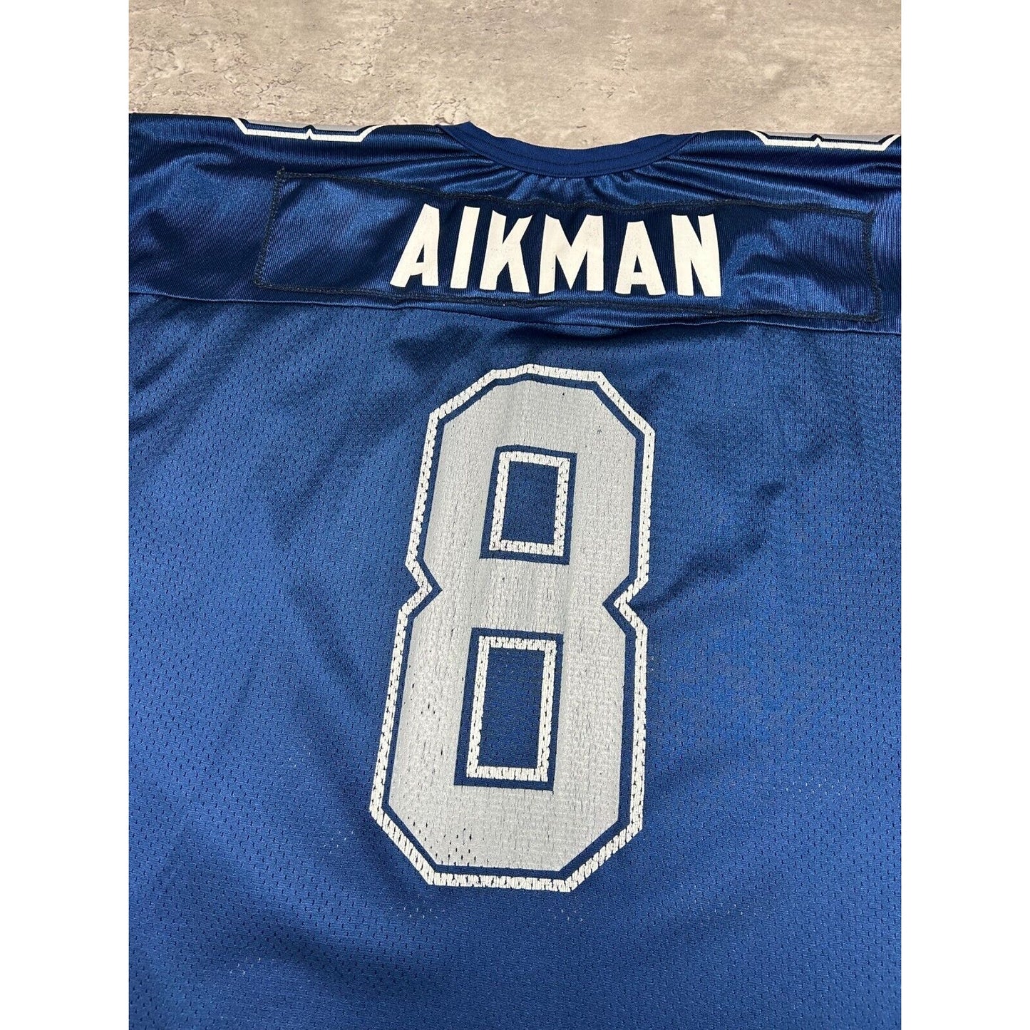 Vintage 90s Troy Aikman Dallas Cowboys NFL Wilson Football Jersey Size XL Blue
