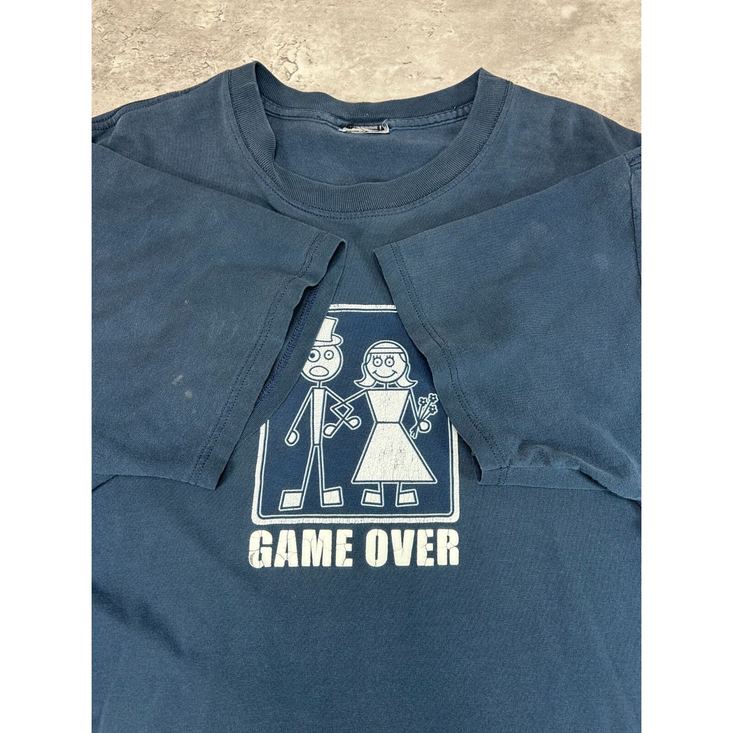 Vintage 90s Game Over Marriage Comedy Cartoon Graphic T-Shirt Size Large