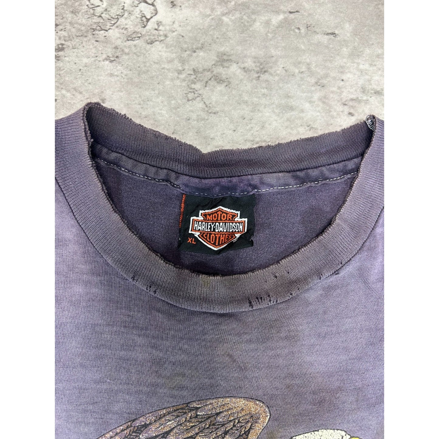 Vintage 90s Harley Davidson Distressed Bald Eagle Graphic T-Shirt Size XL