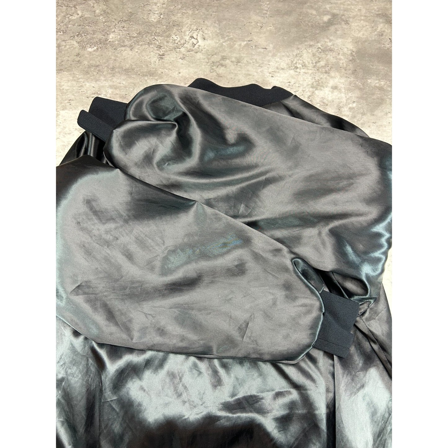 Vintage 80s Chevy Thunder Embroidered Lightning Satin Bomber Jacket Size Medium