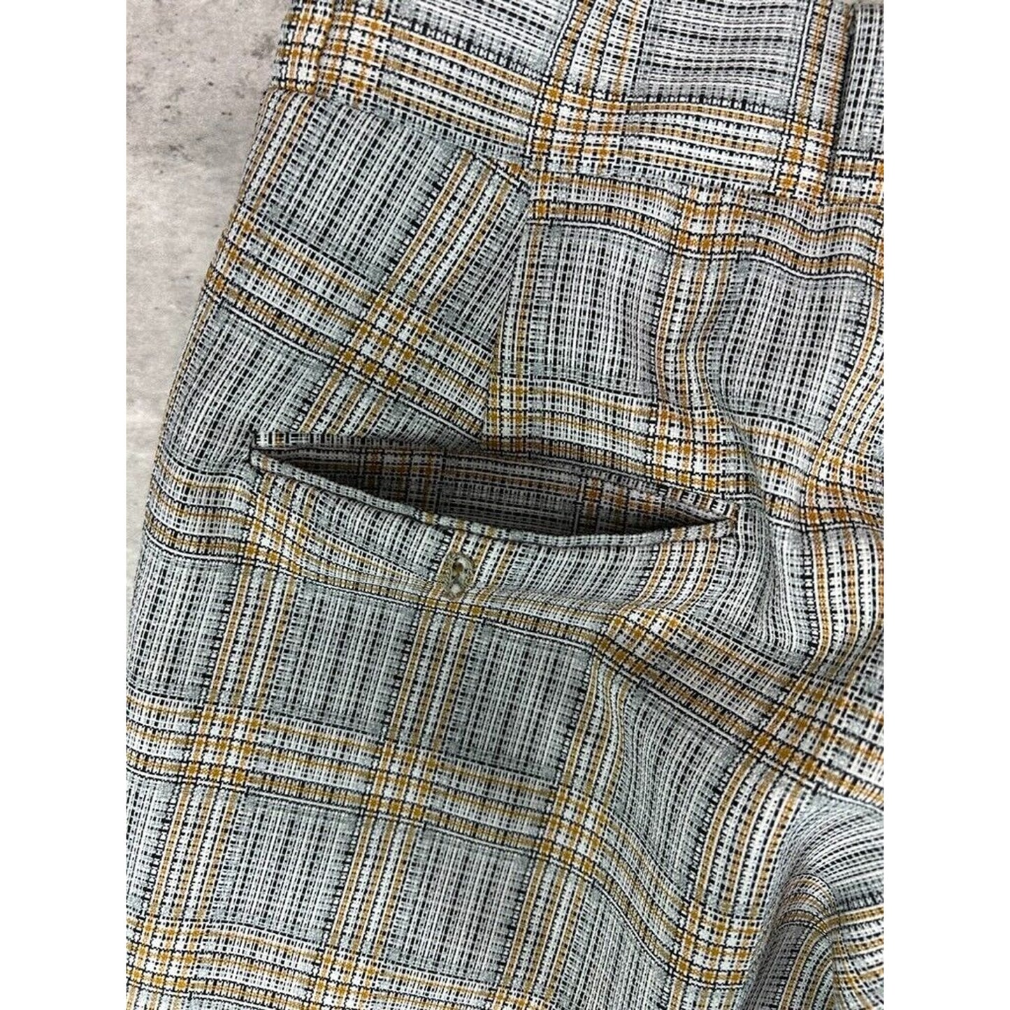 Vintage 1970s Sears Checkered Plaid Print Trouser Slack Pants Size 35