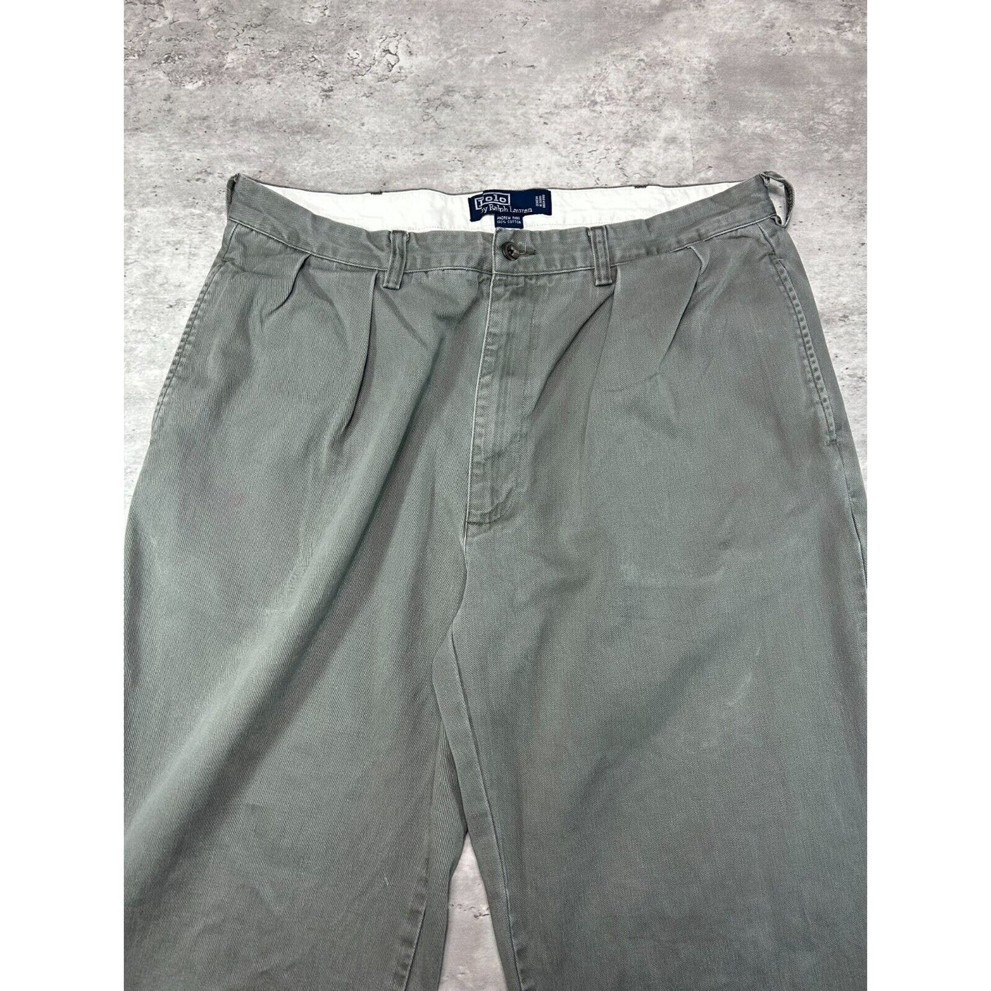 Vintage Polo Ralph Lauren Darted Chino Trouser Style Pants Size 35 Gray