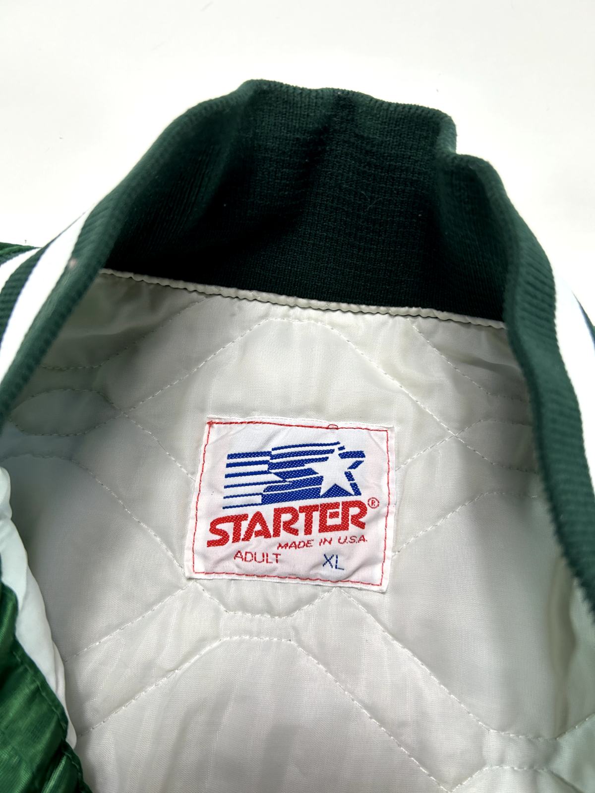 Vintage 80s Michigan State Spartans NCAA Satin Varsity Bomber Jacket Size XL