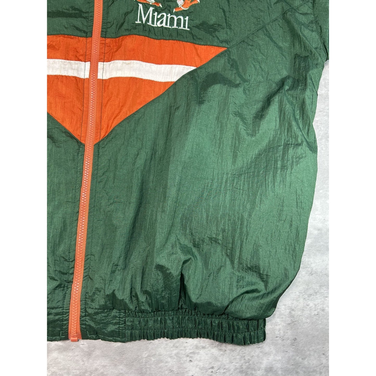 Vintage 90s Miami Hurricanes NCAA Embroidered Windbreaker Jacket Size 2XL