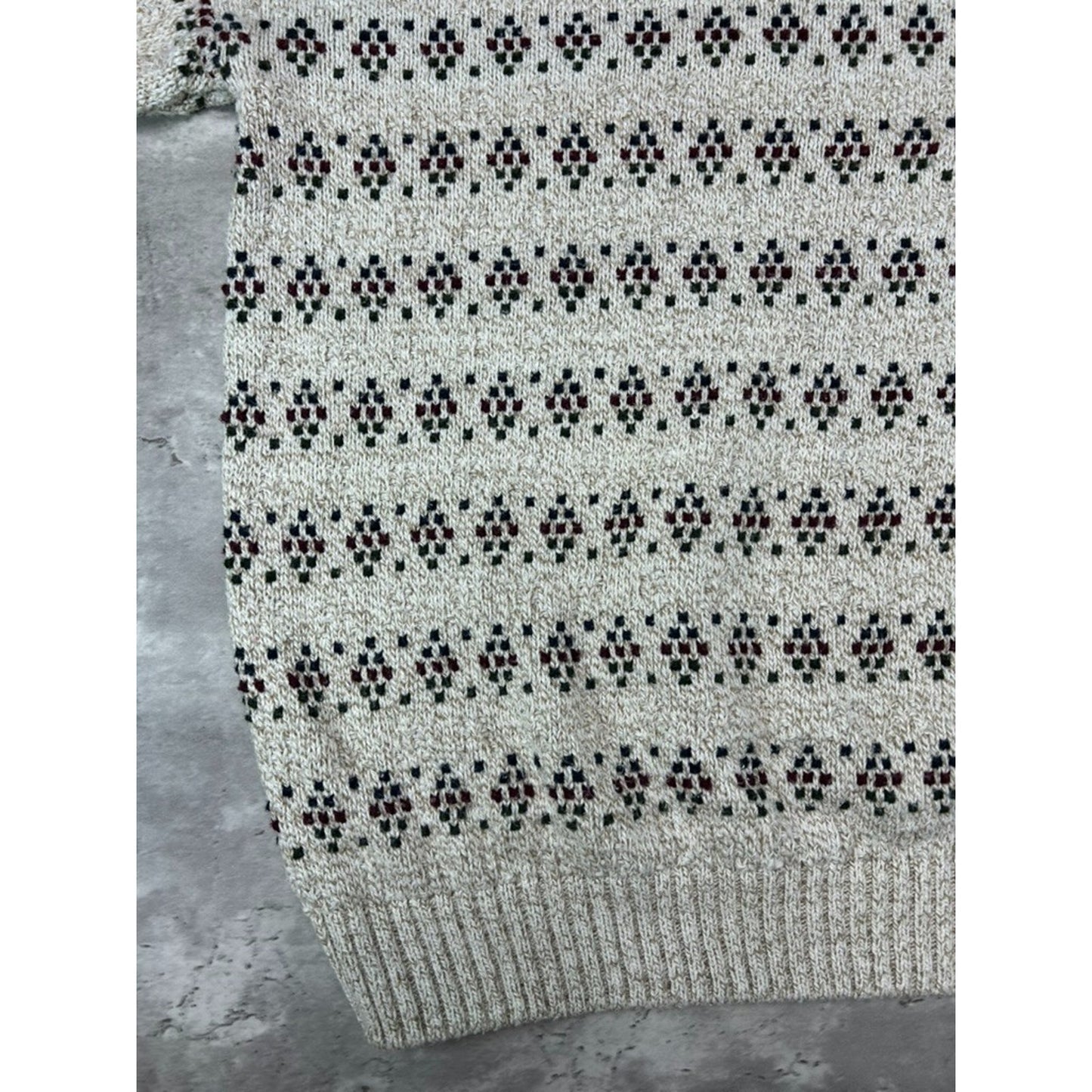 Vintage Eddie Bauer Diamond Striped Print Pullover Knit Sweater Size XL