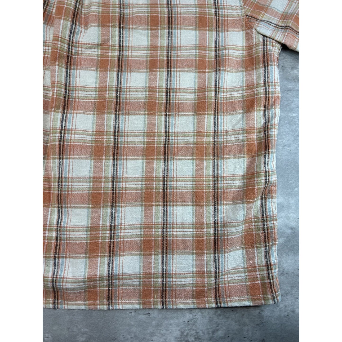 St Johns Bay Plaid Print Short Sleeve Reworked Cropped Button Up Shirt Sz Large