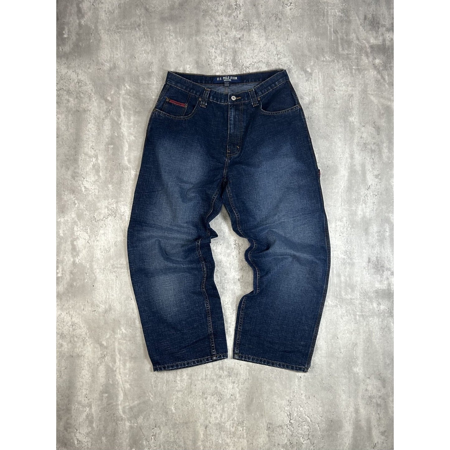 Vintage Y2K US Polo Assn. Embroidered Spellout Dark Wash Denim Pants Size 33